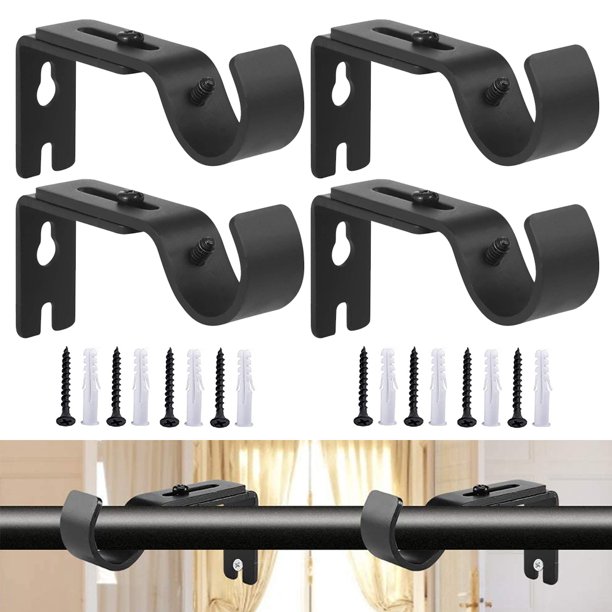 Adjustable Curtain Rod Brackets, Premium Steel Single Rod Bracket for