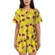 thumbnail image 1 of Balery Duck with Star Sunglasses Conjunto de Pijama para Mujer con Estampado, Dos Piezas de Manga Corta y Shorts, Ropa de Dormir Suave con Cuello Redondo y Bolsillos-Medium, 1 of 6