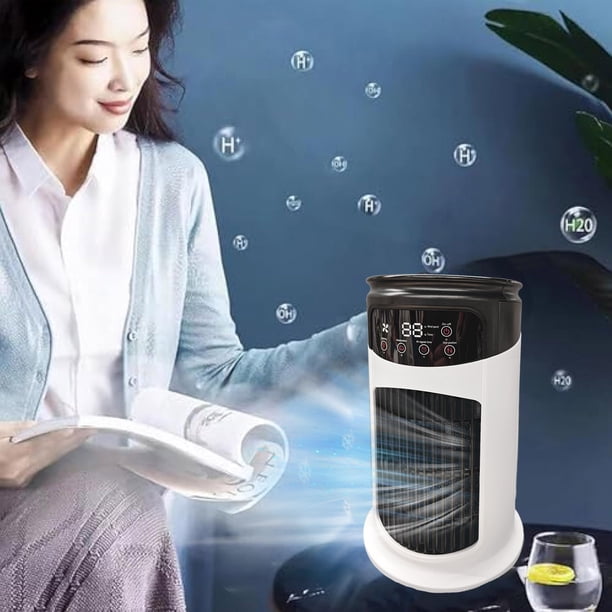 Entgoinggo Refroidisseur d'air portable, mini climatiseur d'été, climatiseur à 3 vitesses, ventilateur USB pour bureau, maison et bureau, blanc (2400 mAh