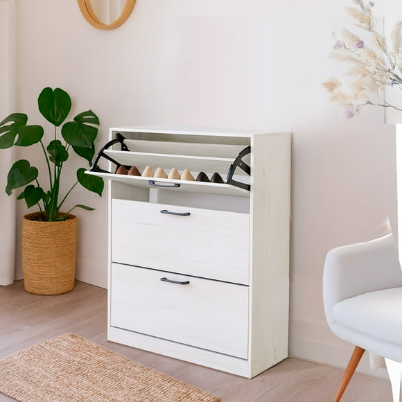 Gabinete Para Calzado Con 3 Cajones Zapatera Organizadora Blanco