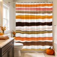 thumbnail image 2 of Orange Black Striped Shower Curtain, Waterproof Shower Curtains for Bathroom, Watercolor Horizontal Stripes Washable Fabric Bathtub Curtain Set Bath Decor with 12 Hooks Extra Long 72"x96", 2 of 8