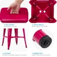 thumbnail image 5 of Rose Red Metal Barstools Set of 4, 24" High Bar Stools Backless, Indoor-Outdoor Counter Height Stools with Square Seat, 5 of 8