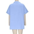 thumbnail image 6 of Olyvenn Women's Cotton Linen Shirts Casual V Neck Short Sleeve Blouse Loose Fit Vintage Summer Lapel Collar Tunic Tops Sky Blue XXL, 6 of 9