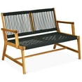 thumbnail image 4 of Gymax Wooden Rope Bench Loveseat Patio Garden Outdoor w/ Backrest & Armrest Black, 4 of 6
