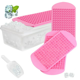 BETTERBIZE Small Size 4 Pack Ice Cube Trays for Mini Fridge Freezer - Stackable Plastic Easy Release Molds