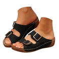 thumbnail image 1 of IUJSOY Womens Wedge Sandals Double Buckle Slip on Slippers Comfortable Arch Support Walking Shoes, 1 of 9