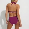 thumbnail image 4 of ZQUUVOU Women's Oversized Bikini Set Stripe Color Halter Swimsuits (Burgundy,S), 4 of 7