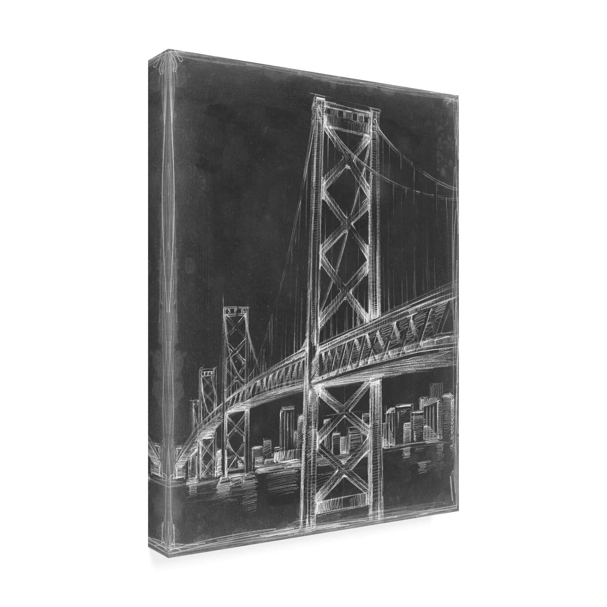 Trademark Fine Art 'Suspension Bridge Blueprint Ii' Canvas Art by Ethan Harper