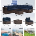 thumbnail image 2 of Livipatio Patio Furniture Set, 7 Pieces Outdoor Conversation Set with Rattan Sectional Sofa, Coffee Table for Garden Backyard, Navy Blue, 2 of 6