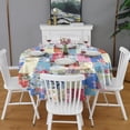 thumbnail image 2 of Patchwork Pioneer Flower Round Tablecloth 60"x60",Wrinkle Wipeable Table Cloth for Kitchen Dining Room Picnic Patio Party, 2 of 6