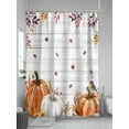 thumbnail image 5 of Fall Shower Curtain Orange Pumpkin Shower Curtains for Bathroom Thanksgiving Decor, Waterproof Polyester Shower Curtain Set with Hooks, Stall Long Size 54"x78" Sunflower Wood Grain, 5 of 6