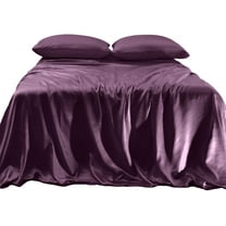 Elegant Comfort Luxurious 4-Piece Silky Satin Sheet Set Cooling Soft Satin Sheet Set, Cali King, Purple