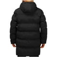 thumbnail image 4 of Blekii Men's Long Puffer Coat, Solid Color Hooded Winter Jacket, Quilted Splicing Design Parka, Warm Thick Outerwear for Extreme Cold, Insulated Daily Winter Coat, Reliable, 4 of 10