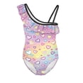 thumbnail image 4 of Uorisanigo Bathing Suits for Girls Size 3-4 Colorful Heart Summer Beach Vacation Swimwear with Ruffled Sleeve Straps One Piece Swimsuit Pool Party, 4 of 7