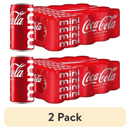 (2 pack) Coca-Cola Mini Soda Pop Soft Drink, 8 fl oz, 20 Pack Cans, Allergens Not Contained