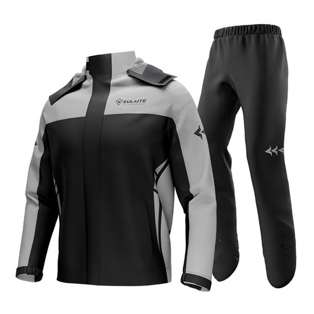 Abrigo deportivo Traje de lluvia impermeable para motocicleta Hombres Mujeres Ciclismo Chaqueta y pantalones de lluvia con bolsa de almacenamiento SULAITE Abrigo deportivo