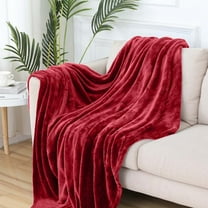 LACKUST Solid Color Flannel Blankets for Beds Clearance ,All-Season Plush Blanket,39.4x27.6in Lightweight Breathable and Soft Blankets for Office Naps and More,Wine