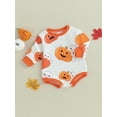 thumbnail image 3 of Liacowi Baby Girls Halloween Romper Pumpkin Ghost Print Long Sleeve Onesie 3 6 12 18 24 Months Newborn Spring Autumn Bodysuits Infant Halloween Costume, 3 of 8
