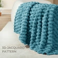 thumbnail image 6 of Whale Flotilla 90"x 90" Queen Size Blanket for Bed with Expanded 3D-Jacquard Pattern, Fuzzy Soft Cozy Exquisite Blankets or All Season, Warm and Fluffy, Slate Blue, 6 of 10