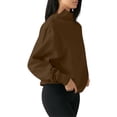 thumbnail image 3 of cfhntfmh Sweatshirts for Women Fall Fashion Outfits Crewneck Long Sleeve Loose Clothes Winter Warm Fleece Lined Pullover Tops (Coffee,X-Large), 3 of 6
