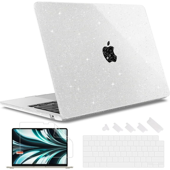 for M4 MacBook Air 13.6 inch Case 2025 2024 2023 2022 Release A3240 M3 A3113 M2 A2681, Plastic Hard Shell Case for MacBook Air 13.6" with Retina Display Fits Touch ID, Clear Glitter