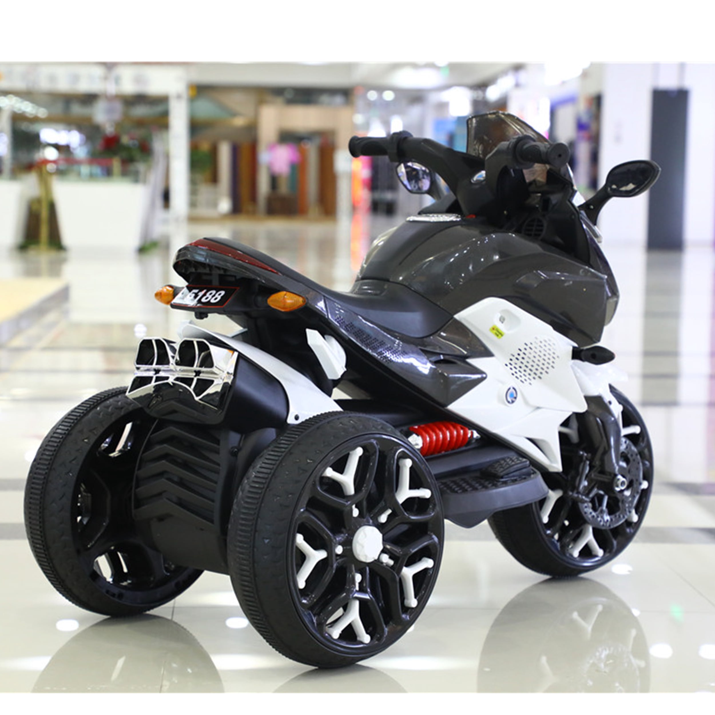 POVANLI  12V 3 Wheels Kids Ride on Motorcycle with Slow Start, Power Display, PU Seat, Training Wheels, Manual Throttle, Lighting Wheels, Bluetooth, USB, MP3 for Children Aged 3-5, Gift (White)