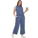 thumbnail image 4 of Conjunto de atuendo SAMPEEL Summer para mujer, pantalones anchos, color azul M, 4 of 6
