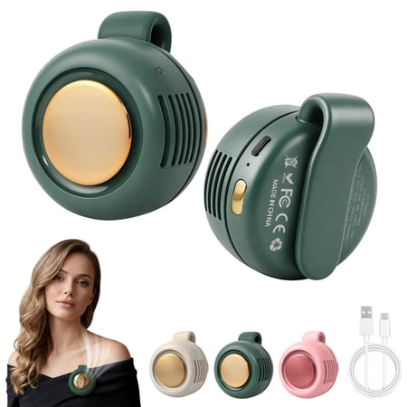 Portable Silent Mini Bladeless Fan Clip On, 2026 New Adjustable 3-Speed Suspended Waist Fans, 360° Rotatable, Suitable for Outdoor & Travel & Office