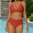 thumbnail image 2 of NINGMENG Bikinis for Women Summer Solid Color Spaghetti Strap Bra And Panty Set Split Two Piece Tankini Swimsuits For Women Bathing Suits,Red,S, 2 of 9