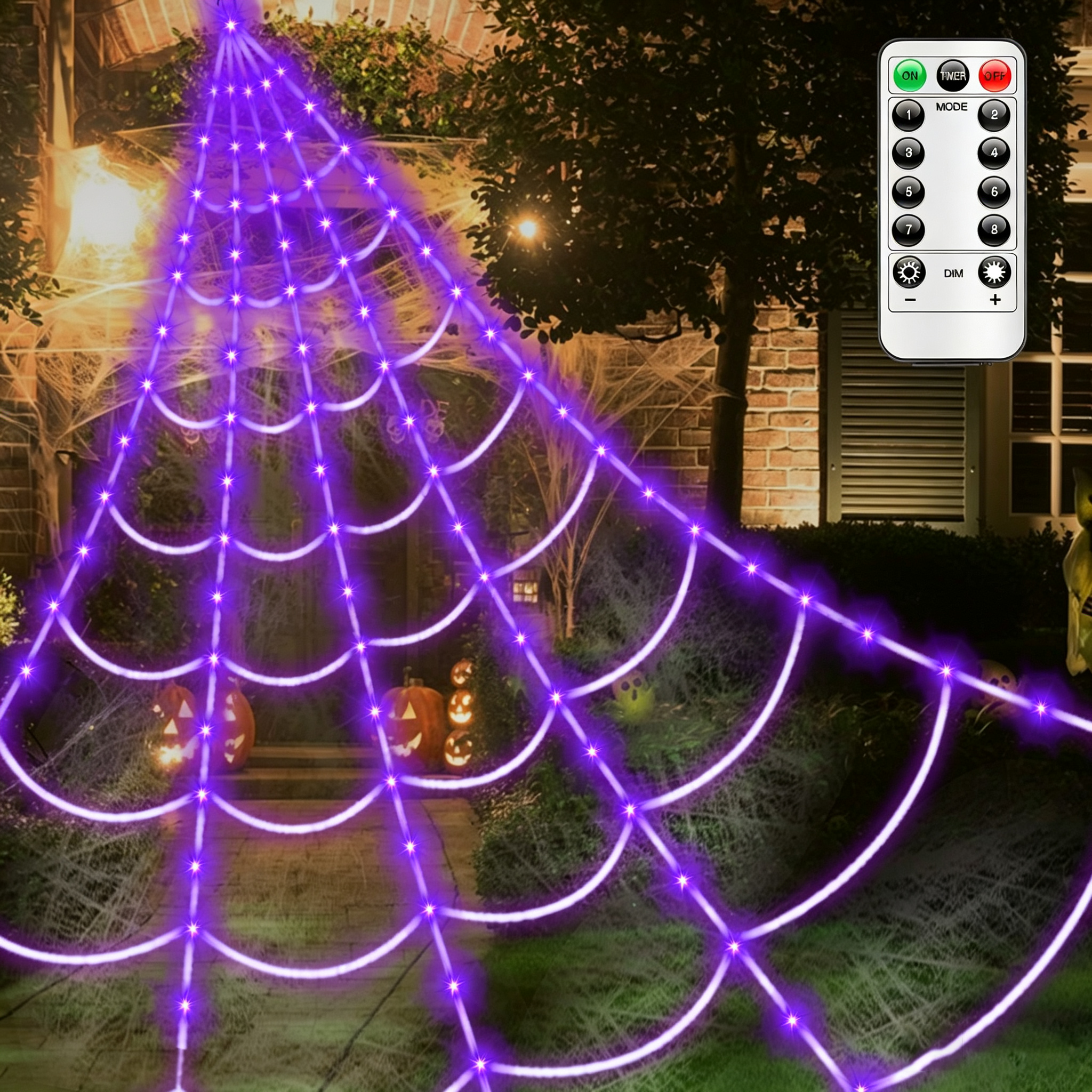 LCHUANG Large Spider Web Halloween String Lights with Remote photo 8