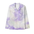 thumbnail image 3 of FAIWAD Gradient 2 Piece Pajama Set Long Sleeve Lapel Shirts and Wide Leg Pants Soft Sleepwear Pajama Set, 3 of 4