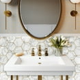 thumbnail image 2 of RoomMates 6" x 6" White Marble Hexagon Peel and Stick Tiles for Bathroom 4 Pack, 2 of 8