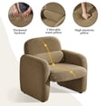 thumbnail image 6 of Modern Accent Chair, Upholstered Round Armchair with a Waist Pillow,Chenille Fabric Leisure Single Sofa Chair for Bedroom, Office and Living Room,Khaki, 6 of 10