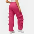 thumbnail image 5 of jtjvou Cargo Pants Women Hiking Travel Stretch Water Resistant Pants High Waisted Wide Leg Baggy Trousers with Pockets Pink L, 5 of 8
