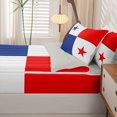 thumbnail image 5 of Manfei Panama Flag Zipper Queen Comforter Set with Fitted Sheet and 2 Pillowcases,Patriotic Theme Art Zipper Bedding Set,Red Blue White,Light Gray Reversible,4pcs, 5 of 8