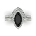 thumbnail image 2 of Clara Pucci 14K White Gold 2.4875 Natural Onyx Engraveable Engagement Ring + Wedding Band Set, 2 of 7