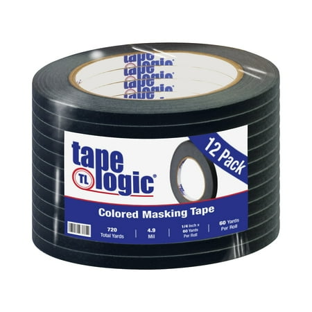 UPC: 0848109025377 | Tape Logic T93100312PKB 0.25 in. x 60 yards Black Masking Tape – Pack of 12