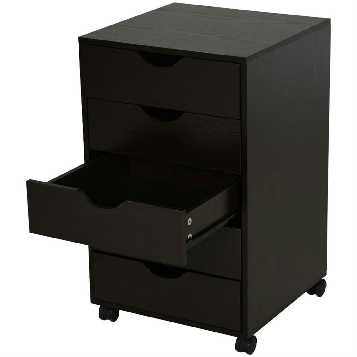 Demi Bonn Rolling Filing Cabinet with Castors, Modern 5 Drawer File Cabinet for Home Office, Printer Stand, Brown