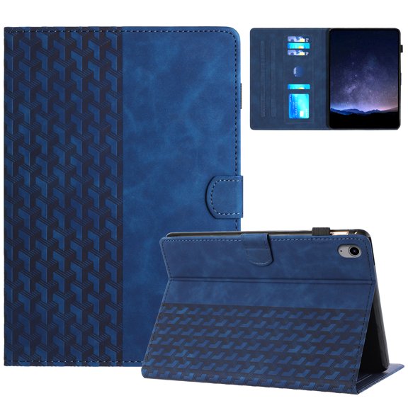 for iPad 10th Gen 10.9" 2022 Folio Case, Slim PU Leather Case with Smart Auto Wake / Sleep Function Adjustable Stand with Pencil Holder and Card Slots Cover for iPad 10th Generation, Blue