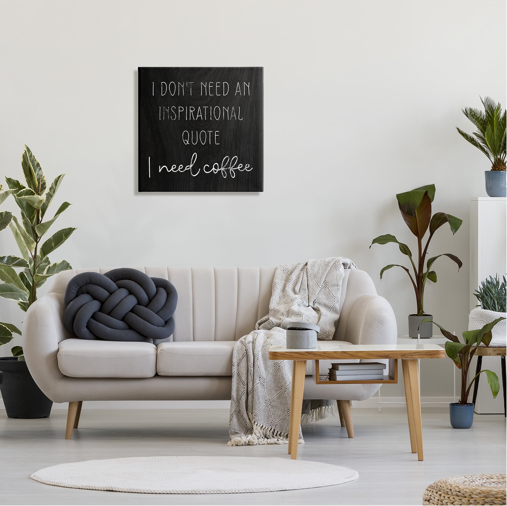 Stupell Industries Need Coffee Humorous Weathered Calligraphy Script Graphic Art Gallery Wrapped Canvas Print Wall Art, Design by Daphne Polselli