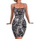 thumbnail image 2 of VISgogo Mini vestido ajustado para mujer, correa de espagueti sin mangas con estampado de leopardo/piel de serpiente VISgogo moda, 2 of 6