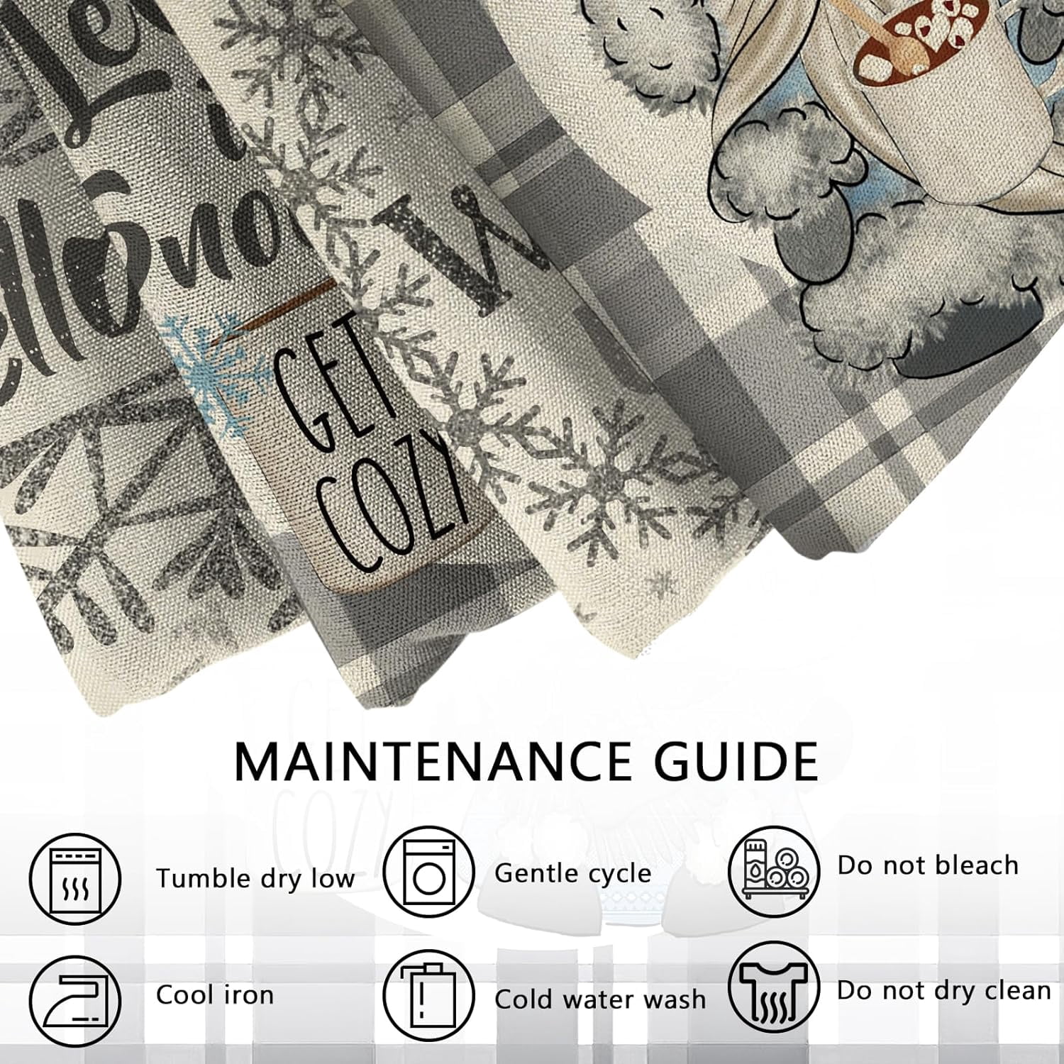 Hello Winter Gnome Grey Decorative Throw Pillow Covers 18 x 18 Set of 4, Warm Winter Wishes Snowflake Plaid Farmhouse Cushion Case Decor, Baby It''s Cold Outside Let It Snow Home Decoration