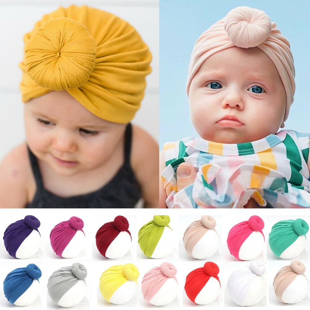Toddler Kids Baby Turban Flower Head Wrap Adjustable Sretch India Ear Cap Hat 