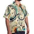 thumbnail image 2 of Note Men's Short Sleeve Button Down Beach Shirts, Casual Printed Summer Unisex Tops, 2 of 6