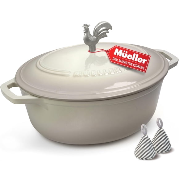 Horno holandés ovalado de hierro fundido esmaltado MUELLER HOME de 5,5 qt
