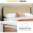 thumbnail image 3 of Metal Bed Frame with Rattan Headboard and Wooden Footboard,Bohe Style Platform Bed Frame with Underbed Storage Space,Noiseless,No Spring Box Needed, Oak, 3 of 8