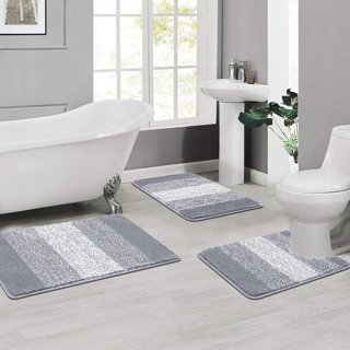 MIULEE Microfiber Toilet Bath Mat U-Shaped Contour Shaggy Bathroom Rug