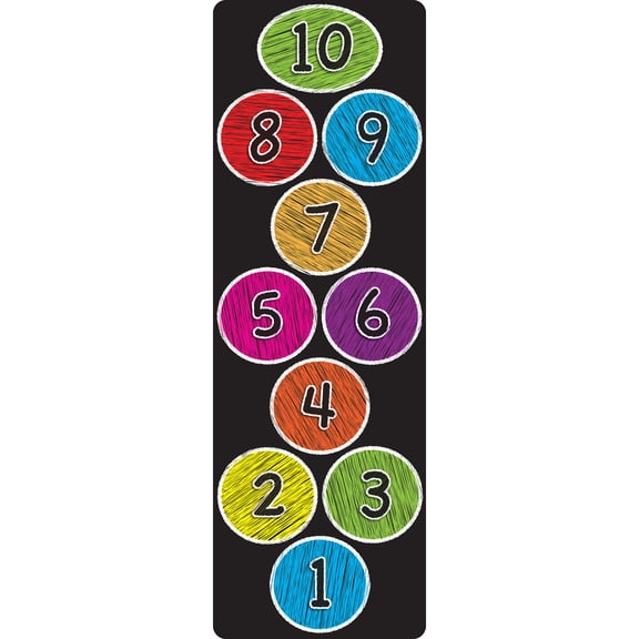 Ashley Productions Smart Poly, The Original Fun Mat, Mat Runner, 15.5" x 47", Numbers 1-10, Colored Chalk Circles