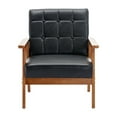 thumbnail image 6 of COOLMORE Mid-Century Modern Leisure Chair - PU Leather Barrel Chair with Solid Wood Armrest and Feet for Living Room, Bedroom, Studio - 25.39" x 27.95" x 30.31",Black PU, 6 of 9