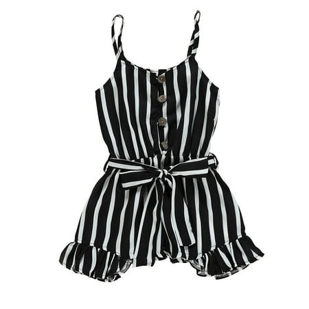 

QWERTYU Infant Baby Toddler Children Button Bowknot Clothes Suspender Romper for Girl Summer Cotton Sleeveless Jumpsuit 6M-4Y 100
